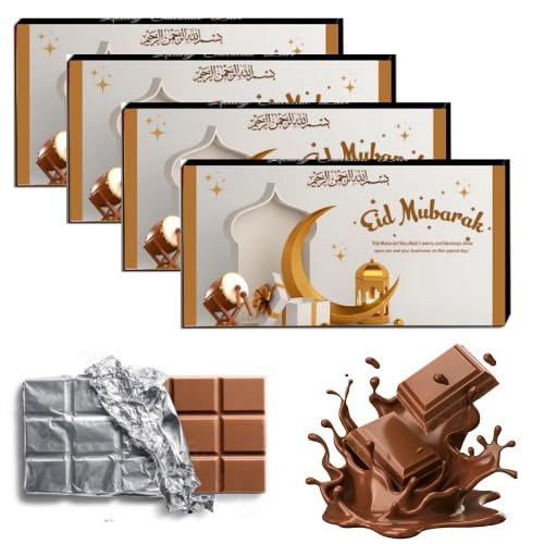Expelite Eid Mubarak Chocolate Gift Bar,35 Grams Each (Pack of 4)