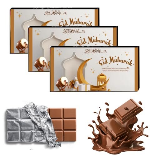 Expelite Eid Mubarak Chocolate Gift Box,35 Grams Each (Pack of 3) Eid Gifts for Employees
