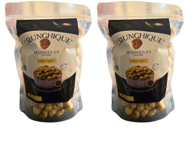 Crunchique Ghee-Roasted Black Pepper Roasted Makhana | Protein-Packed Superfood | Ghee Roasted | Gluten-Free | MSG-Free | 100g (PACK OF 2)