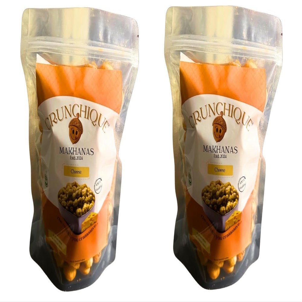 Crunchique Ghee-Roasted Cheddar Cheese Makhana | Protein-Rich Superfood | Gluten-Free | MSG-Free | Zero Trans Fat | No Artificial Flavors | 100g (PACK OF 2)