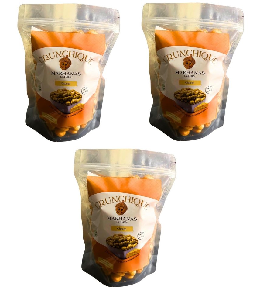 Crunchique Ghee-Roasted Cheddar Cheese Makhana | Protein-Rich Superfood | Gluten-Free | MSG-Free | Zero Trans Fat | No Artificial Flavors | 100g (Pack of 3)