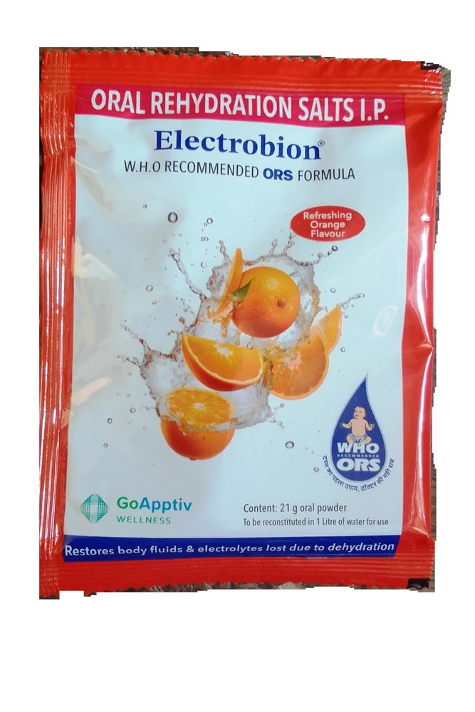 Electrobion Oral Rehydration Salts, Orange Flavour, 21g Sachets, Pack of 12