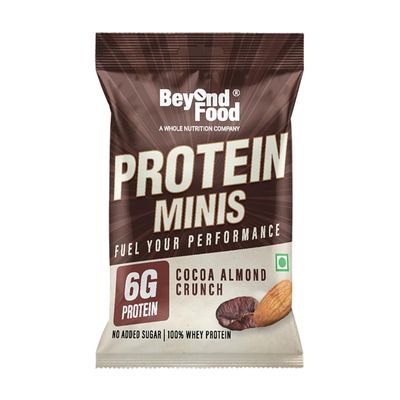 Beyond Food Protein Minis, 6g Protein  Cocoa Almond Crunch Flavour & Pack of 9-100% Whey Protein with No Added Sugar - Healthy Energy Snacks  Ideal for Gym, Workout, Office, Travel & Muscle Support