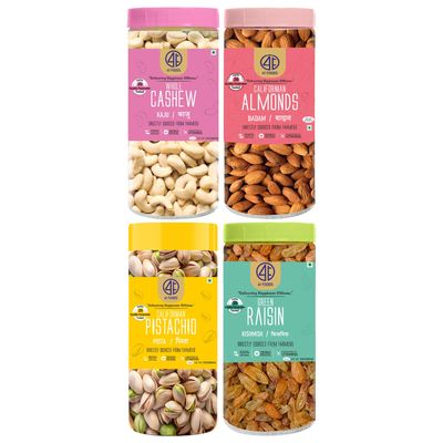 41 Foods Premium Dry Fruits Combo of Almonds Cashews Pistachios and Raisins | Pack of 4 | 200g Each | 800g