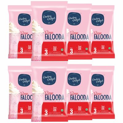 Pantry Perfect Rose Falooda Mix  Pack of 8 (Each 100g) | Rich, Smooth & Creamy Texture | Delicious & Refreshing Taste | Instant Falooda Mix