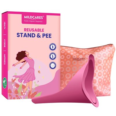 MildCares Stand & Pee Reusable Female Urination Device for Women | Medical-Grade Silicone | Reduces UTI Risk | Travel-Friendly With Carry Pouch (Pack of 1)