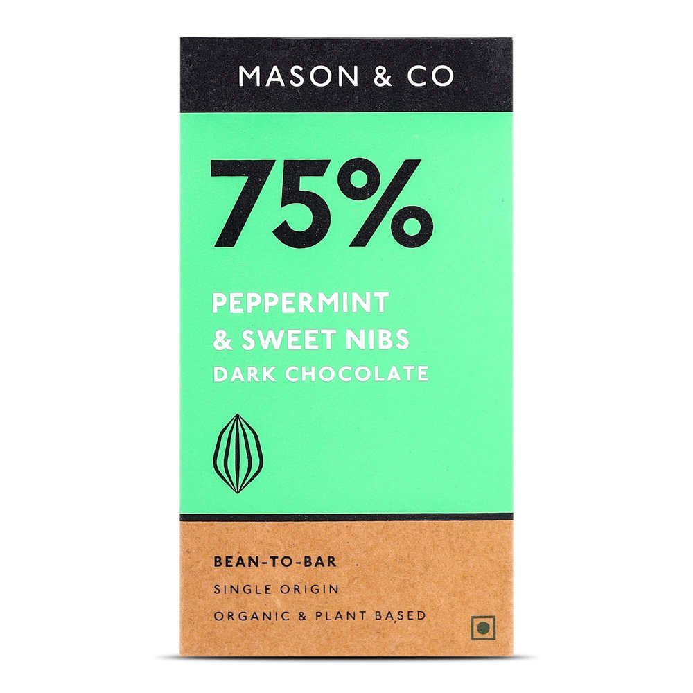 Mason & Co. 75% Dark Chocolate with Peppermint & Sweet Nibs, 60g
