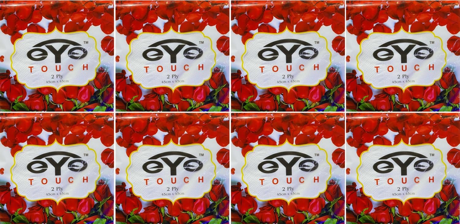 EYE TOUCH 2 Ply Soft Tissue Napkins for Dining Table - Pack of 2, 100 Pulls | Soft And Highly Absorbent | 100% Natural Virgin Facial Tissue Paper - 50 Sheets Each Pack, 45 x 45 cm