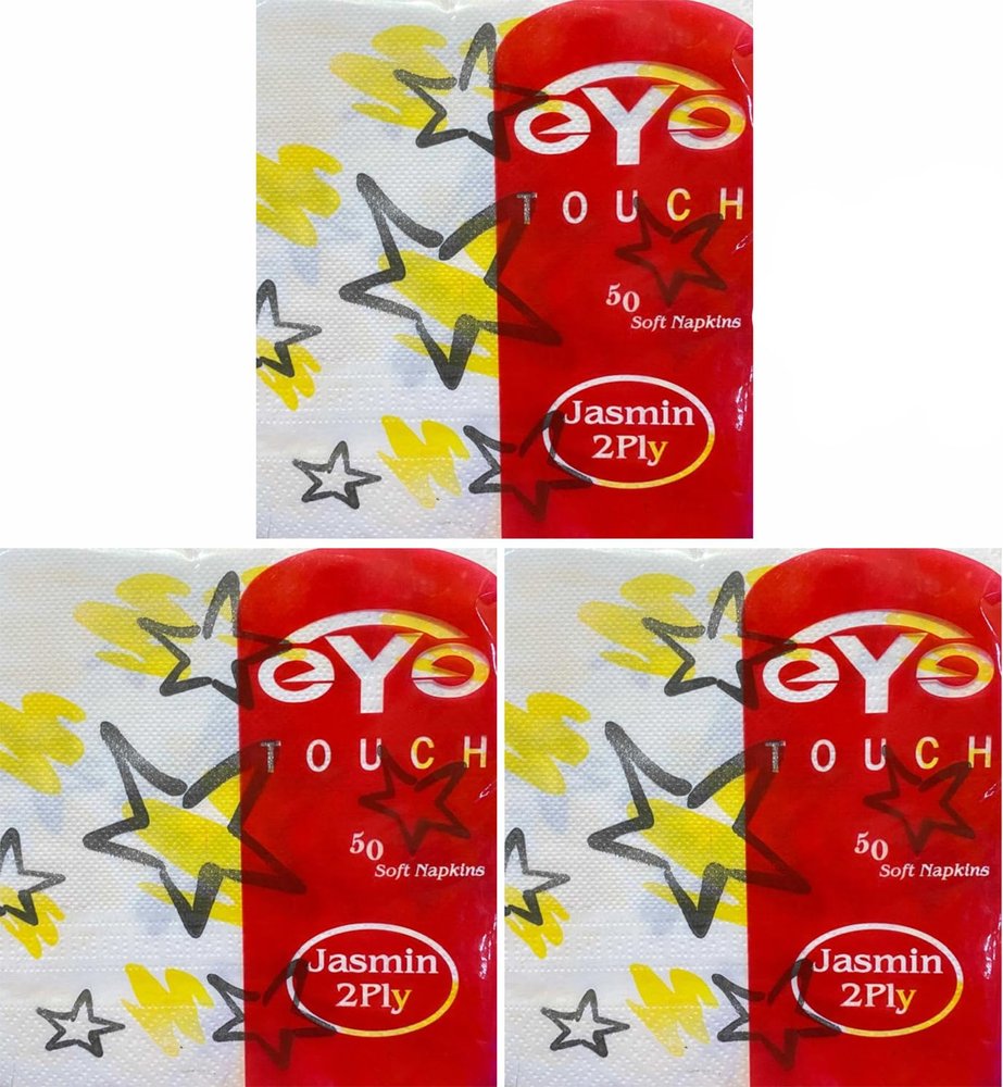 EYE TOUCH Color 2 Ply Soft Tissue Napkins for Dining Table - Pack of 3, 150 Pulls | Soft And Highly Absorbent | 100% Natural Virgin Facial Tissue Paper - 50 Sheets Each Pack, 33 x 33 cm
