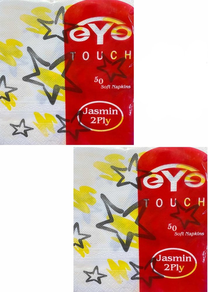 EYE TOUCH Jasmin Color 2 Ply Soft Tissue Napkins for Dining Table - Pack of 2, 100 Pulls | Soft And Highly Absorbent | 100% Natural Virgin Facial Tissue Paper - 50 Sheets Each Pack, 33 x 33 cm