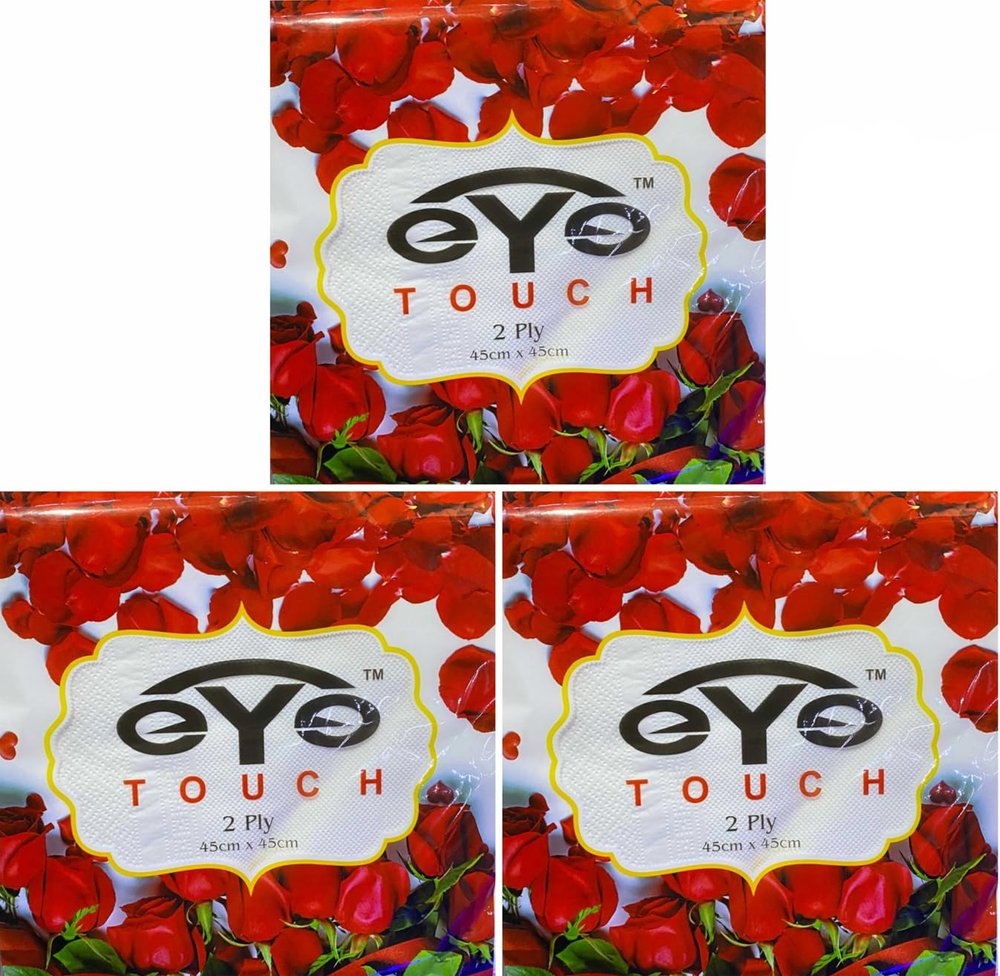 EYE TOUCH Jasmin 2 Ply Soft Tissue Napkins for Dining Table - Pack of 2, 100 Pulls | Soft And Highly Absorbent | 100% Natural Virgin Facial Tissue Paper - 50 Sheets Each Pack, 45 x 45 cm