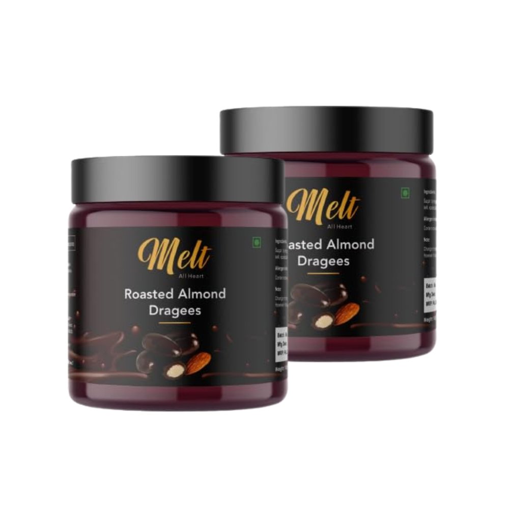 Melt Chocolate Roasted Almond Dragees-100gm | Perfect Blend Crunchy Premium Dark Chocolate Covered Roasted Almond | Ideal For Gifting (Pack of 2)