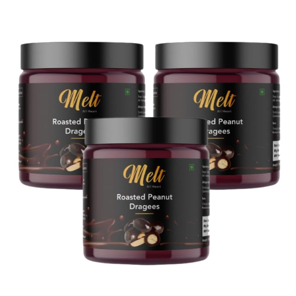 Melt Chocolate Roasted Peanut Dragees 100g (Pack of 3) | Crunchy Roasted Peanuts Coated in Rich Dark Chocolate | Tasty Snack & Ideal Gift