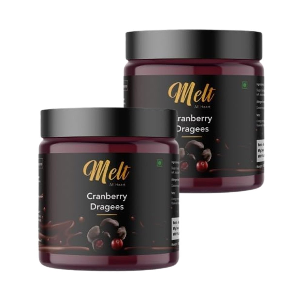 Melt Chocolate Cranberry Dragees  100gm | Premium Dried Cranberries Coated in Rich Dark Chocolate | Delicious Fruity & Tasty Treat for Snacking & Gifting (Pack of 2)