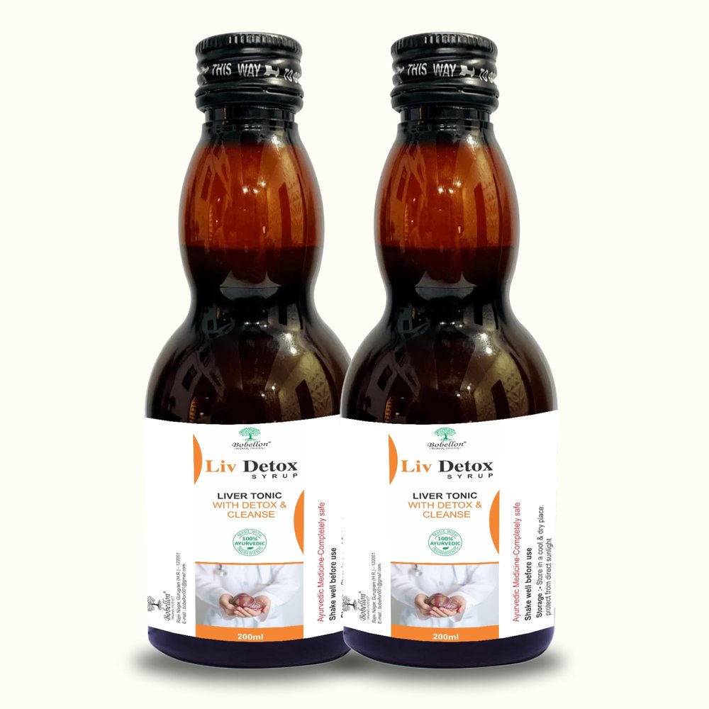 Bobellon Liv Detox Syrup, Ayurvedic Liver Tonic with Cleanse Formula, 200ml (Pack of 2)