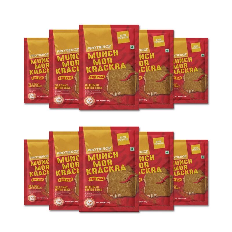 Protienoz Munch Mor Krackra Peri Peri Khakhra | Whole Wheat | High Fiber | Low Fat | Vegan | 1025g