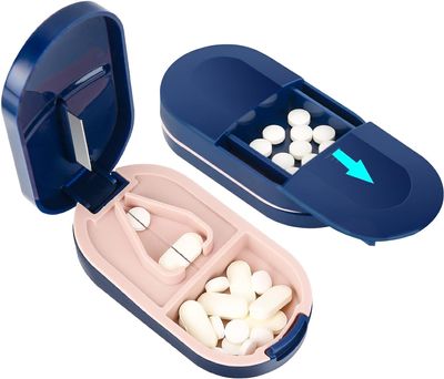 ARROW DUCK Pill Cutter, Tablets Cutter,Medicine Organizer Box,Pill Cutter for Tablets of Any Size,Small Pill Cutter for Travel(Blue)