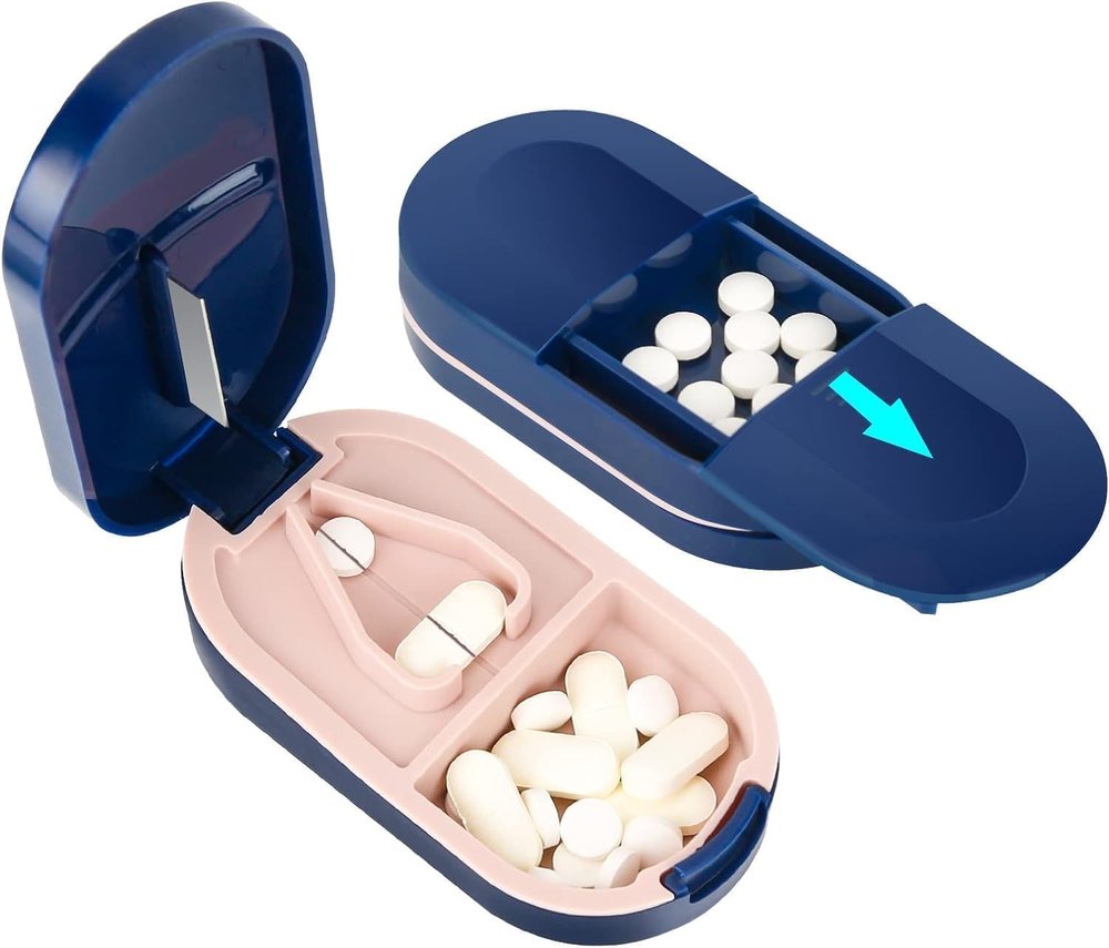ARROW DUCK Pill Cutter, Tablets Cutter,Medicine Organizer Box,Pill Cutter for Tablets of Any Size,Small Pill Cutter for Travel(Blue)