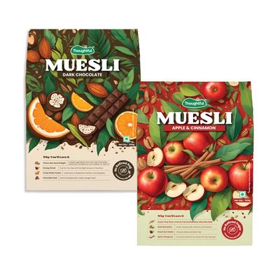 Thoughful Combo of Apple Cinnamon Muesli And Dark Chocolate Muesli | Pack of 2