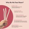 Be Me Face Razor for Women with Safety Cap - Pack of 3 | No Cuts, No Irritation | For Eyebrows, Upper Lip, Forehead, Peach Fuzz, Chin and Sideburns Dermaplaning Tool | Stainless Steel Blade view 3