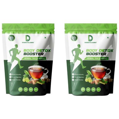 Dodkiya Agro Body Detox Drink Booster Tea (Kadha) blends 30+ herbs like Amla, Turmeric, Ashwagandha, Moringa & more for detox, immunity, and digestion. 250gm Pack-2