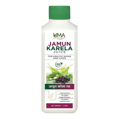 Uma Ayurveda Jamun Karela Juice 1L | Natural Remedy For Blood Sugar Management | Jamun Karela Juice Good for Digestive Health | Ayurvedic Jamun Karela Juice For overall Health, Manage Bad Cholesterol Levels and Wellness