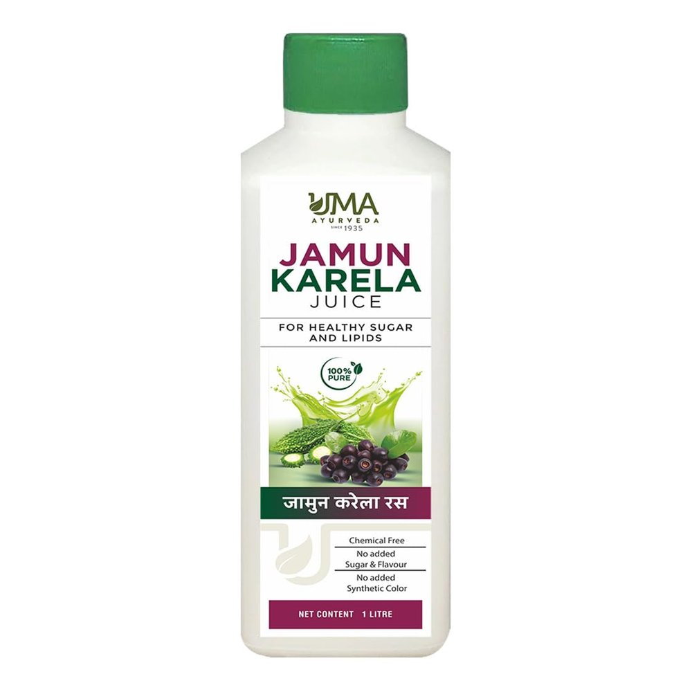 Uma Ayurveda Jamun Karela Juice 1L | Natural Remedy For Blood Sugar Management | Jamun Karela Juice Good for Digestive Health | Ayurvedic Jamun Karela Juice For overall Health, Manage Bad Cholesterol Levels and Wellness