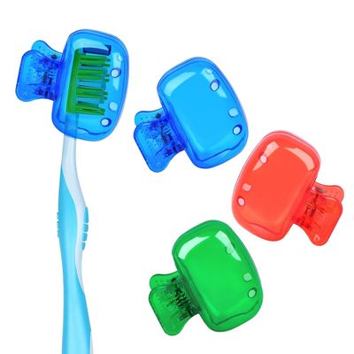 CHIDAKASH 3 Pack Travel Toothbrush Head Cover Toothbrush Protector Cap Brush Pod Case Protective Portable Plastic Clip for Household Travel, Camping, Bathroom, School (Multicolor)