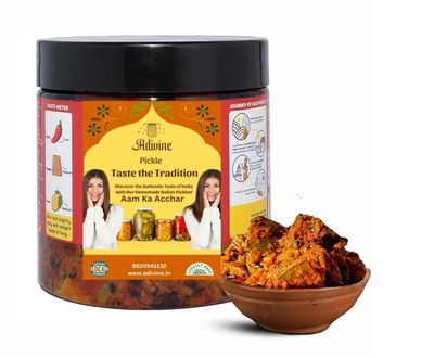 Adivine Banarasi Mango Pickle In Fresh Mango Pickles 1KG | Preservative free Indian Aam ka Achar homemade | Authentic Less Oil Pickle Mango aachar Dry aam Ka Achaar in Homemade pickles