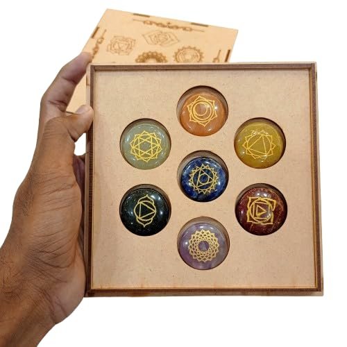7 Chakra Reiki Healing Crystal Set with Wooden Storage Box