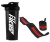 Gym Shaker and Wrist Band Combo, Shaker Bottle, Gym Shaker, 100% Leak Proof BPA Free, Protein Shaker, Shaker Bottle Combo, Gym Bottle, Workout Bottle Gym Wrist Support, Weight Lifting Straps (Red) view 1