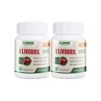 Adamya Herbal Care AHC Livobril Capsule Well-documented And Time Tested Extract Of Herbs Treating Acute And Chronic Liver Diseases, Including Liver Cirrhosis - 30/60 Capsules (Pack Of 2)