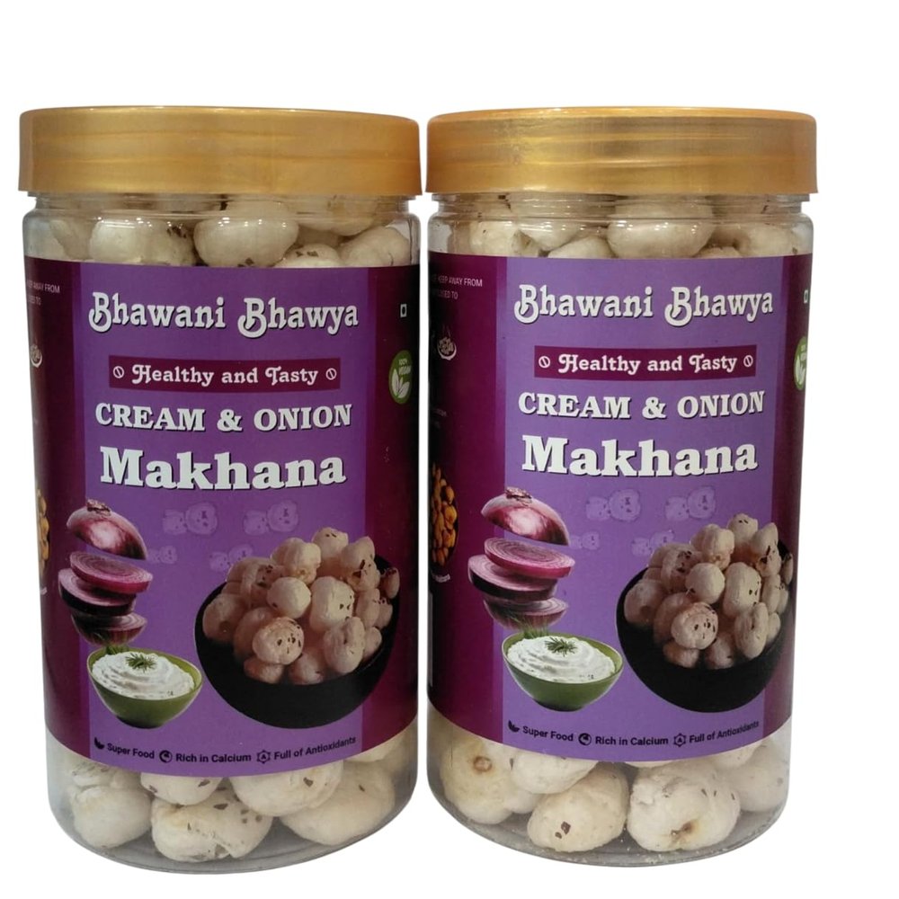 Bhawani Bhawya Roasted & Flavoured Cream & Onion Makhana 160gm(pack of 2, 80gm Each) Delicious Meets Nutritious | Gluten-Free| Superfood | Nutrient Rich|Trans-Fat Free