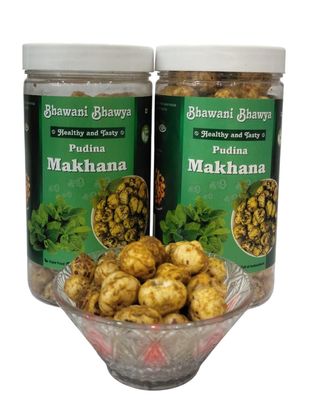 Bhawani Bhawya Roasted & Flavoured Pudina Makhana 160gm(pack of 2, 80gm Each) Delicious Meets Nutritious | Gluten-Free| Superfood | Nutrient Rich|Trans-Fat Free