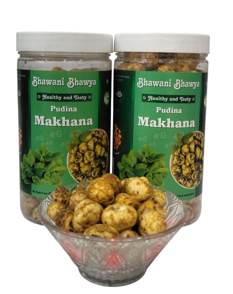 Bhawani Bhawya Roasted & Flavoured Pudina Makhana 160gm(pack of 2, 80gm Each) Delicious Meets Nutritious | Gluten-Free| Superfood | Nutrient Rich|Trans-Fat Free