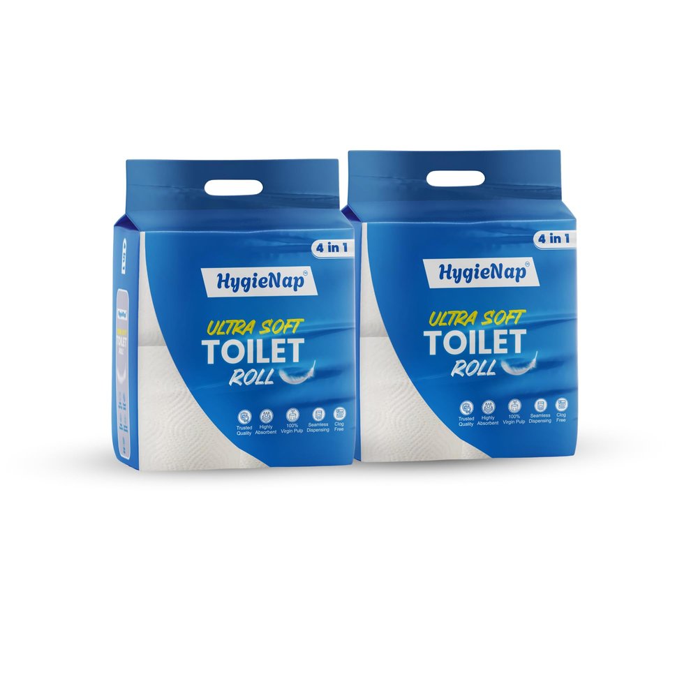 HygieNap Ultra Soft 2-Ply Toilet Paper Tissue Roll | 2800 Pulls | 8 Rolls x 350 Sheets | Soft, Absorbent & Eco-Friendly | 100% Virgin Cellulose | Premium Bathroom Tissue for Home & Office Use