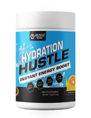MRN Extreme Energy Hydration Hustle Instant Energy Drink Powder 1kg | With BCAA, Electrolytes, L-Glutamine, Taurine Rehydration & Performance Booster (Orange)