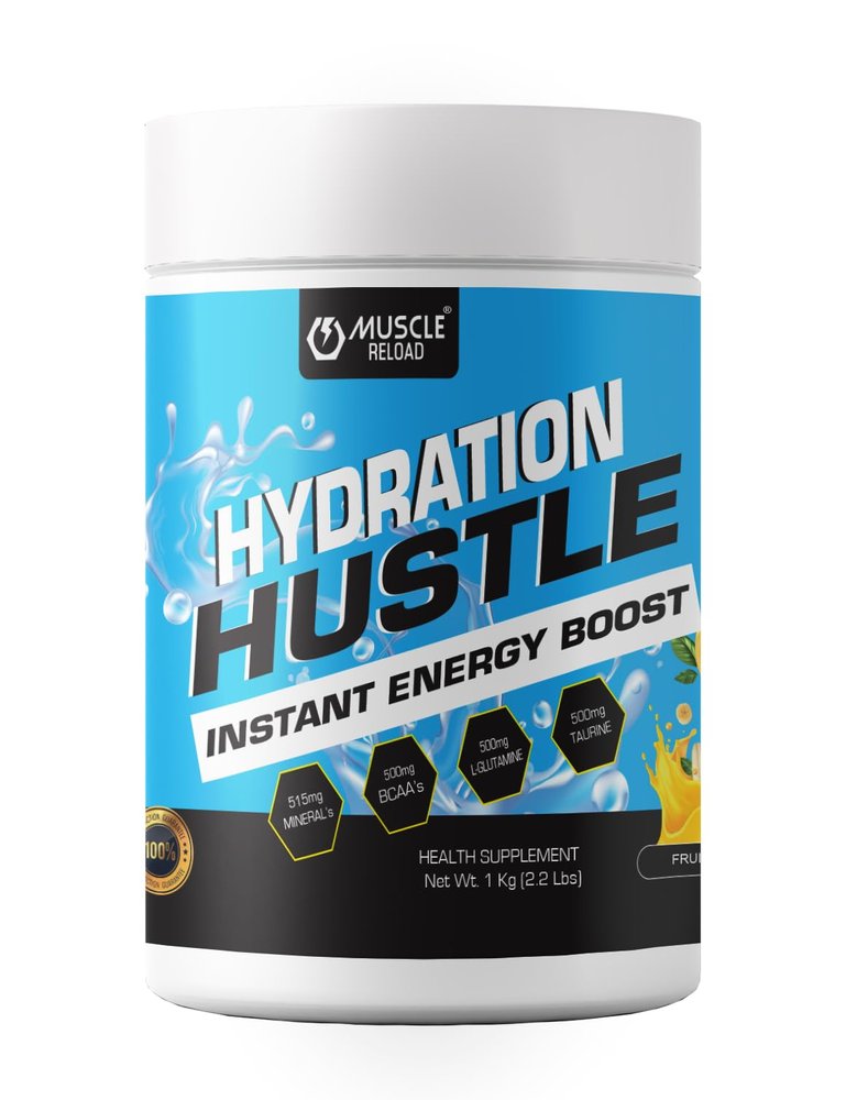 MRN Extreme Energy Hydration Hustle  Instant Energy Drink Powder  1kg | With BCAA, Electrolytes, L-Glutamine, Taurine  Rehydration & Performance Booster (Fruit Punch)