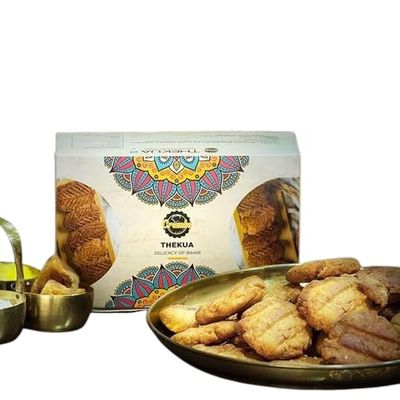 CRUMBS DE PARIS Special Ghee Thekua | Bihari Traditional Healthy Snack Maida Thekua, Hand Crafted Crisp Crunchy Cookies | 400 Gm