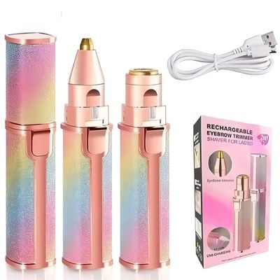 Elecsera Portable 2 In 1 Blawless Eyebrow Remover for women Face, Lips, Nose Hair Trimmer
