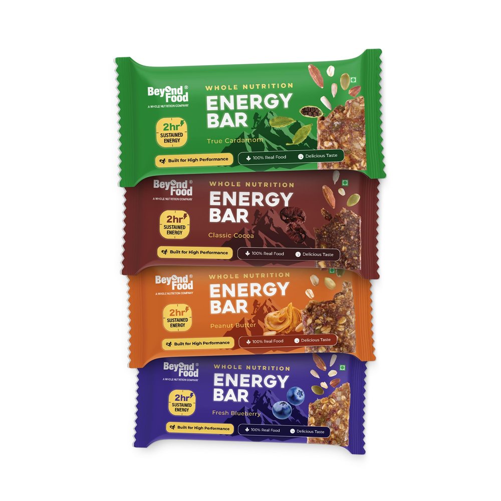 Beyond Food Assorted Energy Bars (Pack of 6) | High Protein, Sugar-Free Snack | Oats, Nuts & Seeds | Healthy Energy Boost | Natural Ingredients & No Preservatives | On-the-Go Pre & Post-Workout Snack
