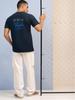 Mack Jonney Oversized | Loose Fit | Half Sleeves 100% Cotton Round Neck Printed T-Shirt for Men-MACK194 Navy Blue view 2