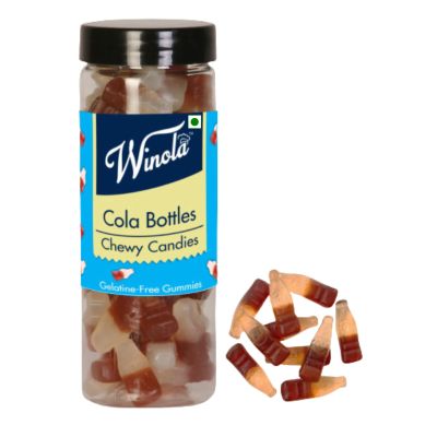 Winola Cola Bottles Chewy Candies - Gelatine Free 100% Vegetarian Imported Cola Gummies (180 gm)