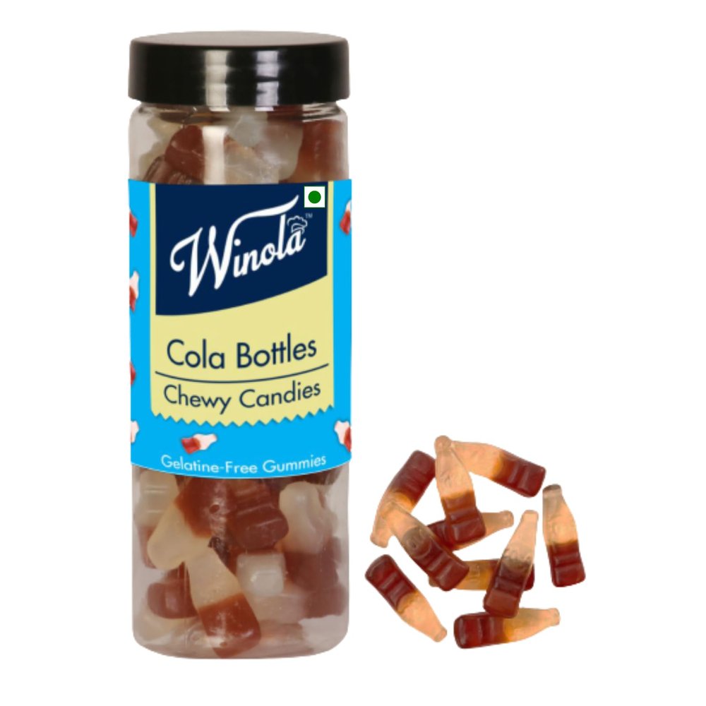 Winola Cola Bottles Chewy Candies - Gelatine Free 100% Vegetarian Imported Cola Gummies (180 gm)