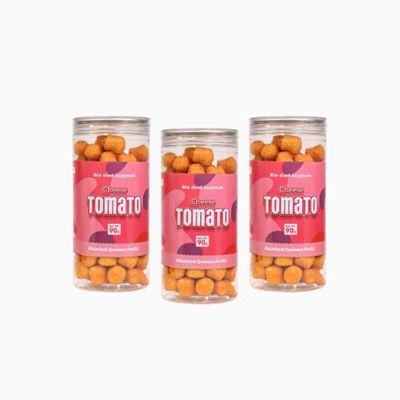 CRACK A NUT Roasted Quinoa Puffs | Cheese Tomato Puffs | High Protein | Healthy Snack | Gluten-Free Snack (90 G) (Pack of 3)