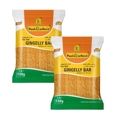 KOZHIKODEN'S Sesame Chikki Bar | Crunchy & Nutritious Jaggery Sweet | Traditional Indian Snack | No Preservatives 300g, Pack of 2