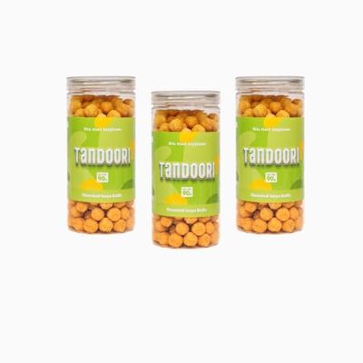 CRACK A NUT Roasted Soya Balls | Tandoori Flavor Snakes | Healthy Snacks | Millet Snack | 100% Veg | Gluten Free | No added Sugar | No Trans-Fat (90 Gram) (Soya Tandoori) (Pack of 3)