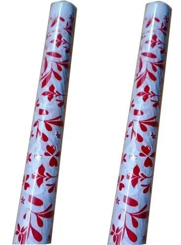 Hesch 9 Long Random Design Dastarkhan Roll for Food, Red On White Polythene Printed Plastic Dastarkhan Roll Disposable, Use and Throw Dastarkhan Roll Plastic for Floor and Table - Pack of 2