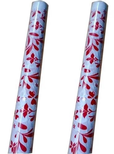 Hesch 9 Long Random Design Dastarkhan Roll for Food, Red On White Polythene Printed Plastic Dastarkhan Roll Disposable, Use and Throw Dastarkhan Roll Plastic for Floor and Table - Pack of 2