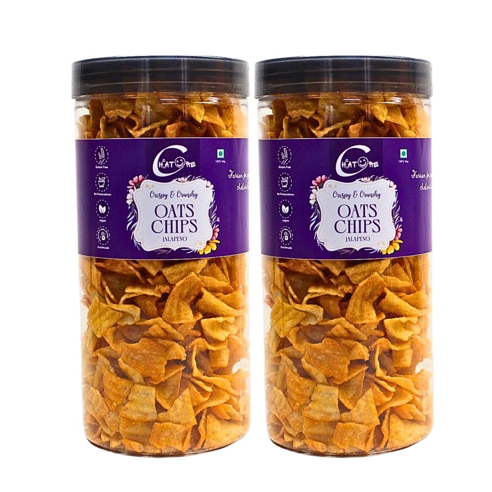 Flavourzs Foods' Cheatore Oats Chips Masala  Combo Pack of 2 (160g Each) | Handmade & Crispy Snack | No Preservatives | No Added Artificial Materials | High-Fiber & Wholesome